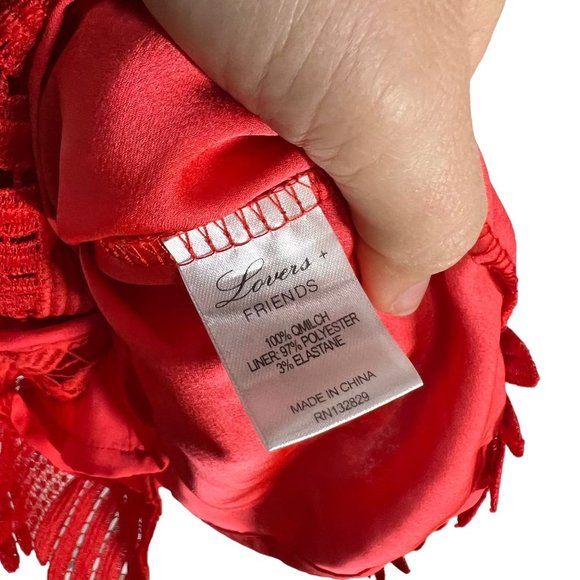 Lovers and Friends Red Crochet Floral Lace Sleeveless Above Knee Dress Small - Picture 5 of 9